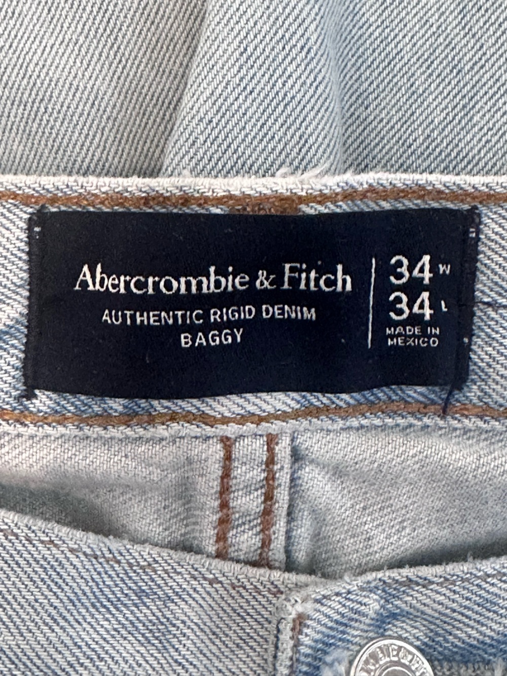 Abercrombie & Fitch Baggy Rigid Jeans Light Wash Skater Wide Leg Denim 34x34 - Picture 8 of 8